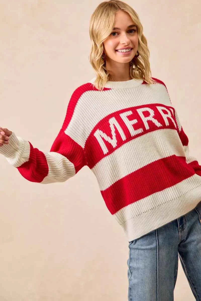 BiBi Christmas Merry Lettering Women's Sweater