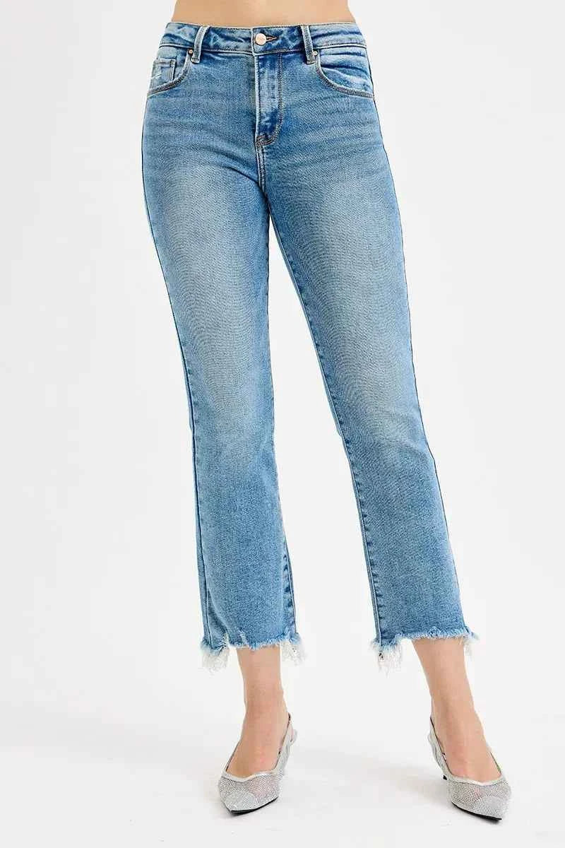 RISEN Full Size High Rise Crop Straight Slim Jeans Plus Size
