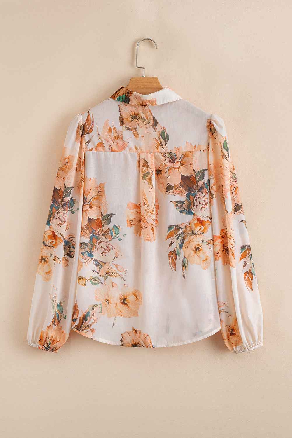 Floral Puff Sleeve Collared Shirt