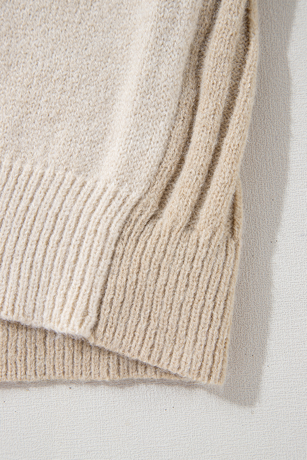 Khaki Cable Knit Colorblock Crew Neck Drop Shoulder Sweater - The Eggy's store
