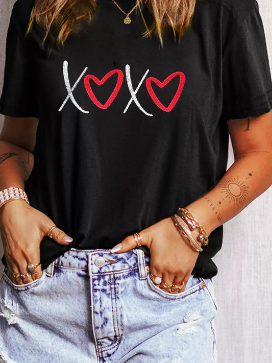 Valentine's Day outfit ideas - XOXO heart embroidered t-shirt