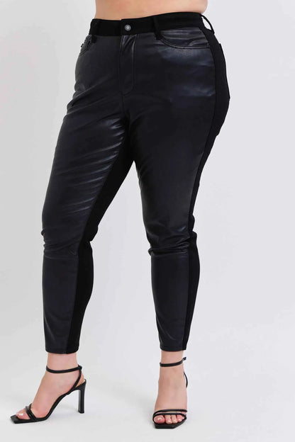 Judy Blue Plus Size HW Faux Leather Skinny Pants