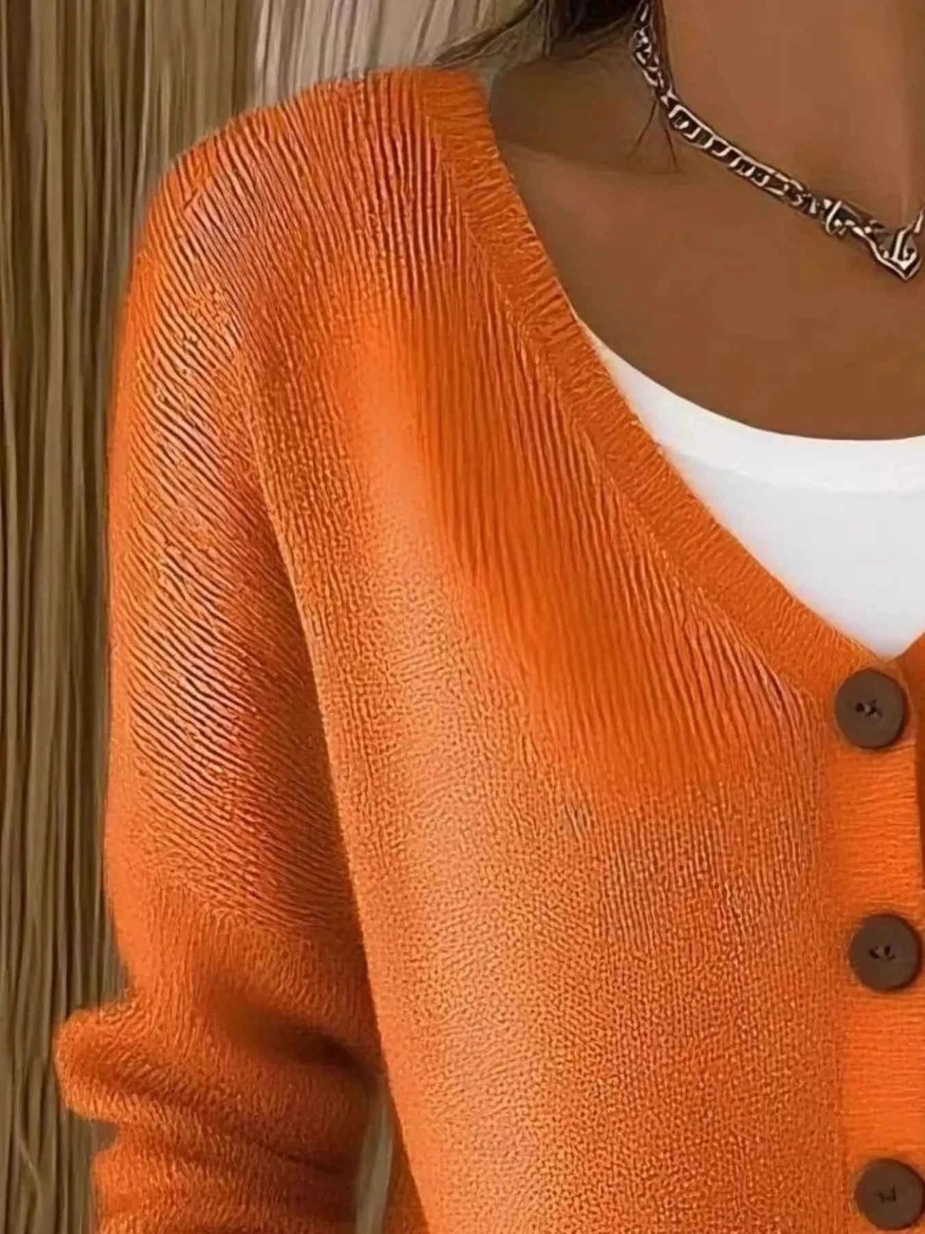 Full Size V-Neck Button-Down Knit Sweater Plus Size