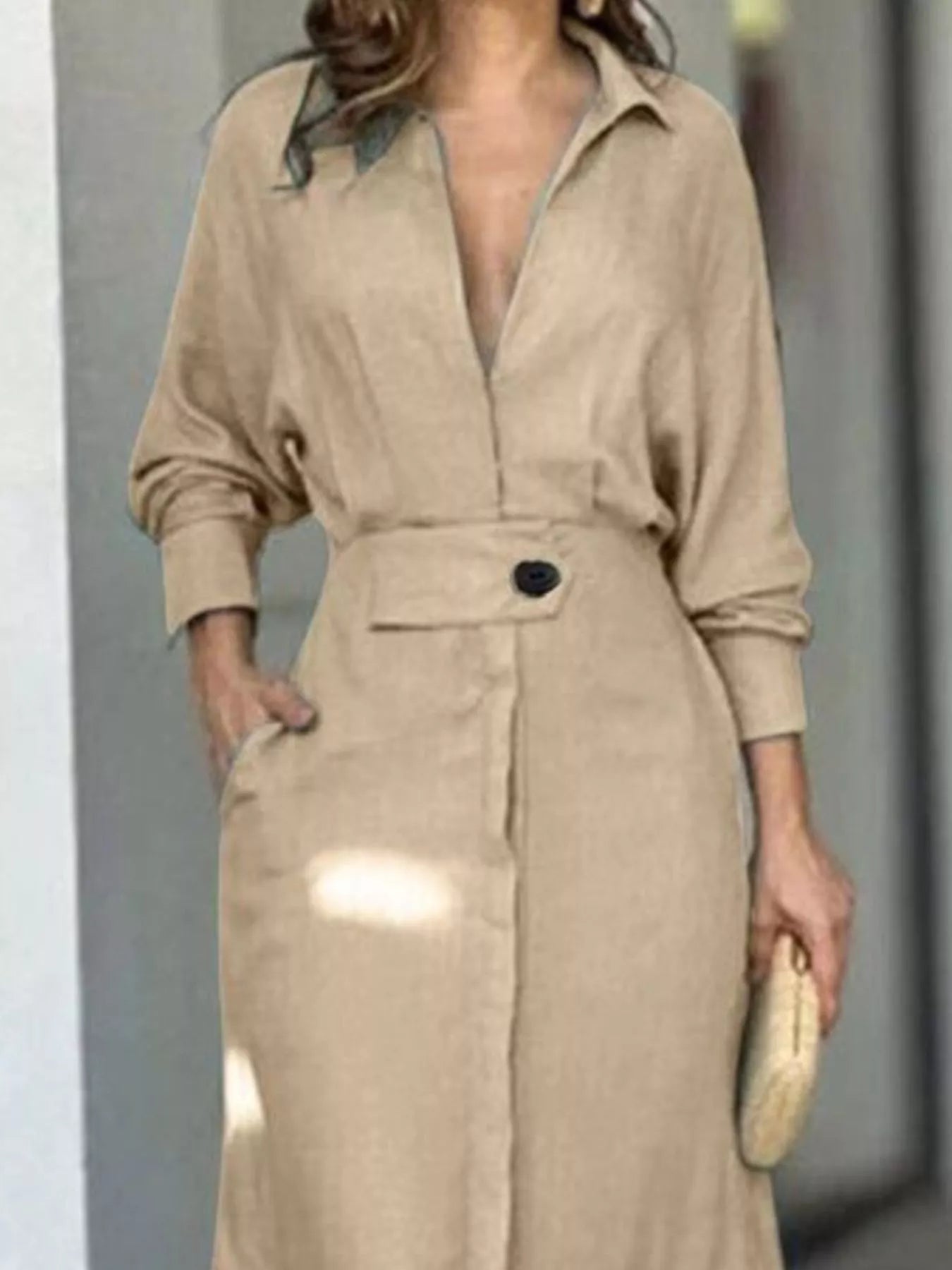 Side Slit Long Sleeve Dress