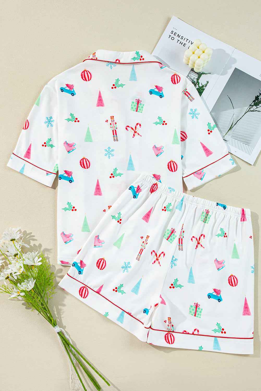 Christmas Short Sleeve Shirt and Shorts Pajama Set