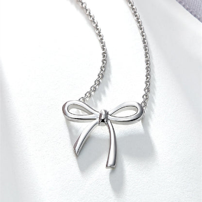Bow Pendant Necklace with Clavicle Chain