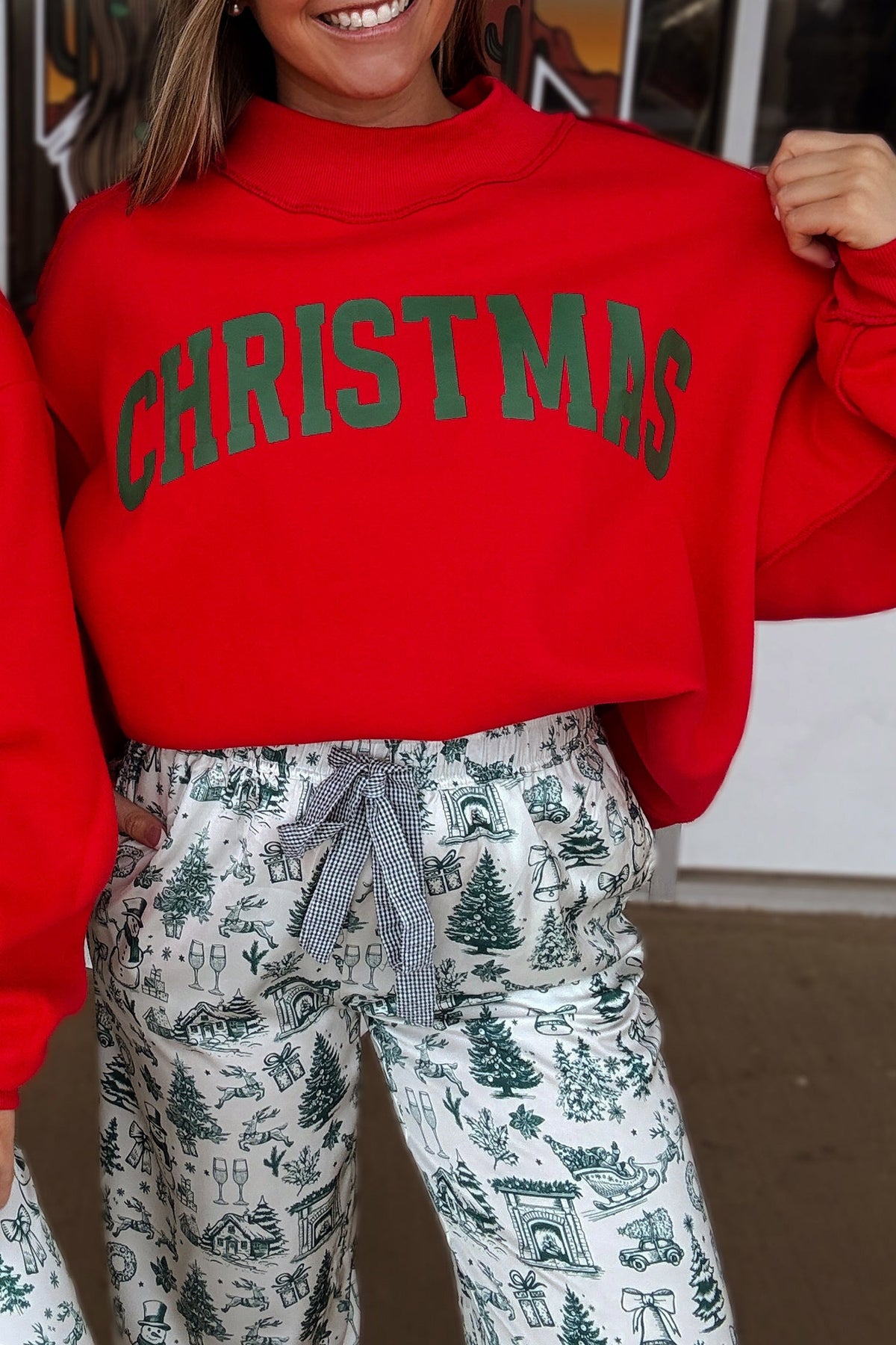 Merry Christmas Mock Neck Oversized Sweatshirt