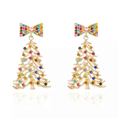 Christmas Tree Bow Drop Earrings