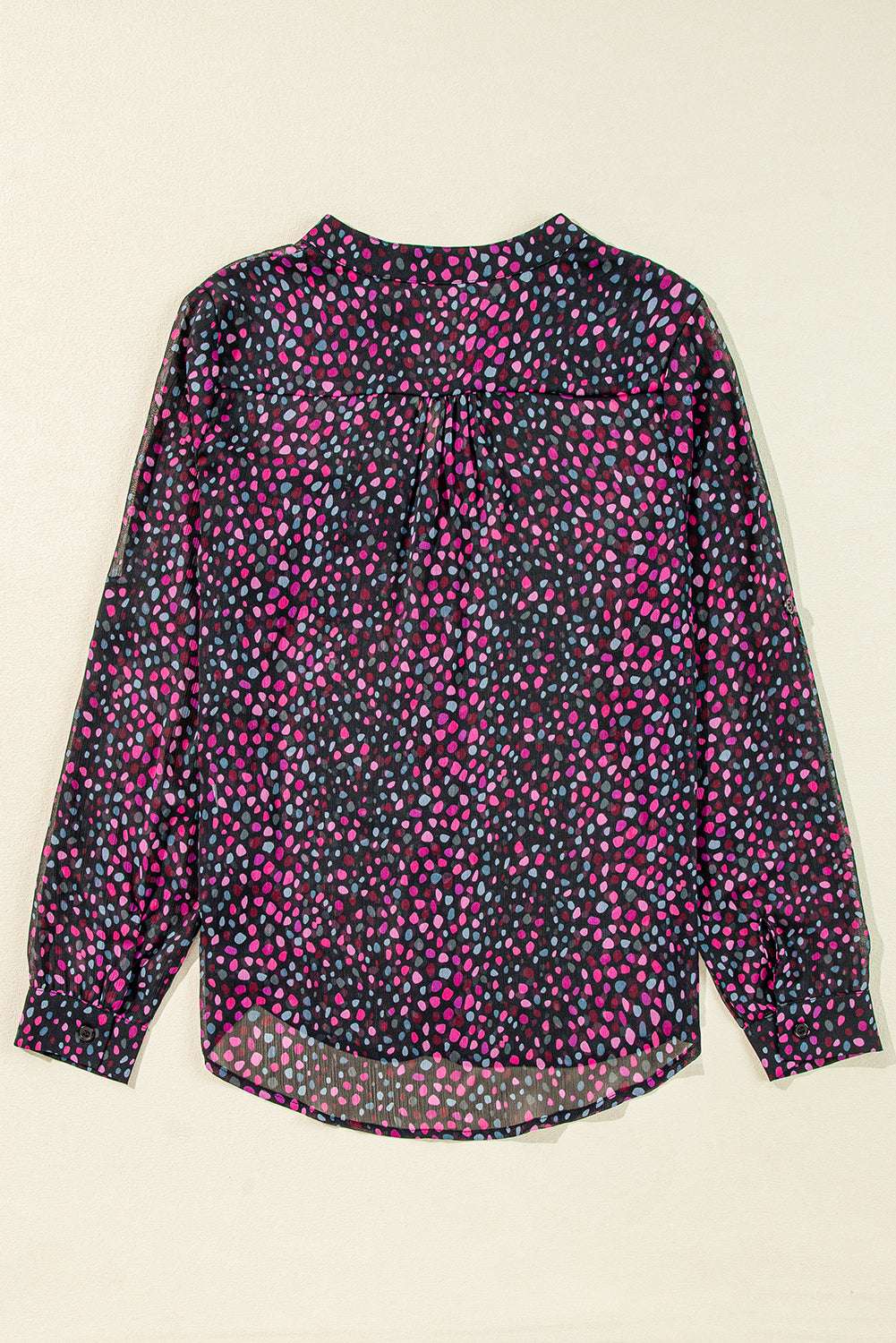 Grape Wine Polka Dot Print Buttoned Blouse