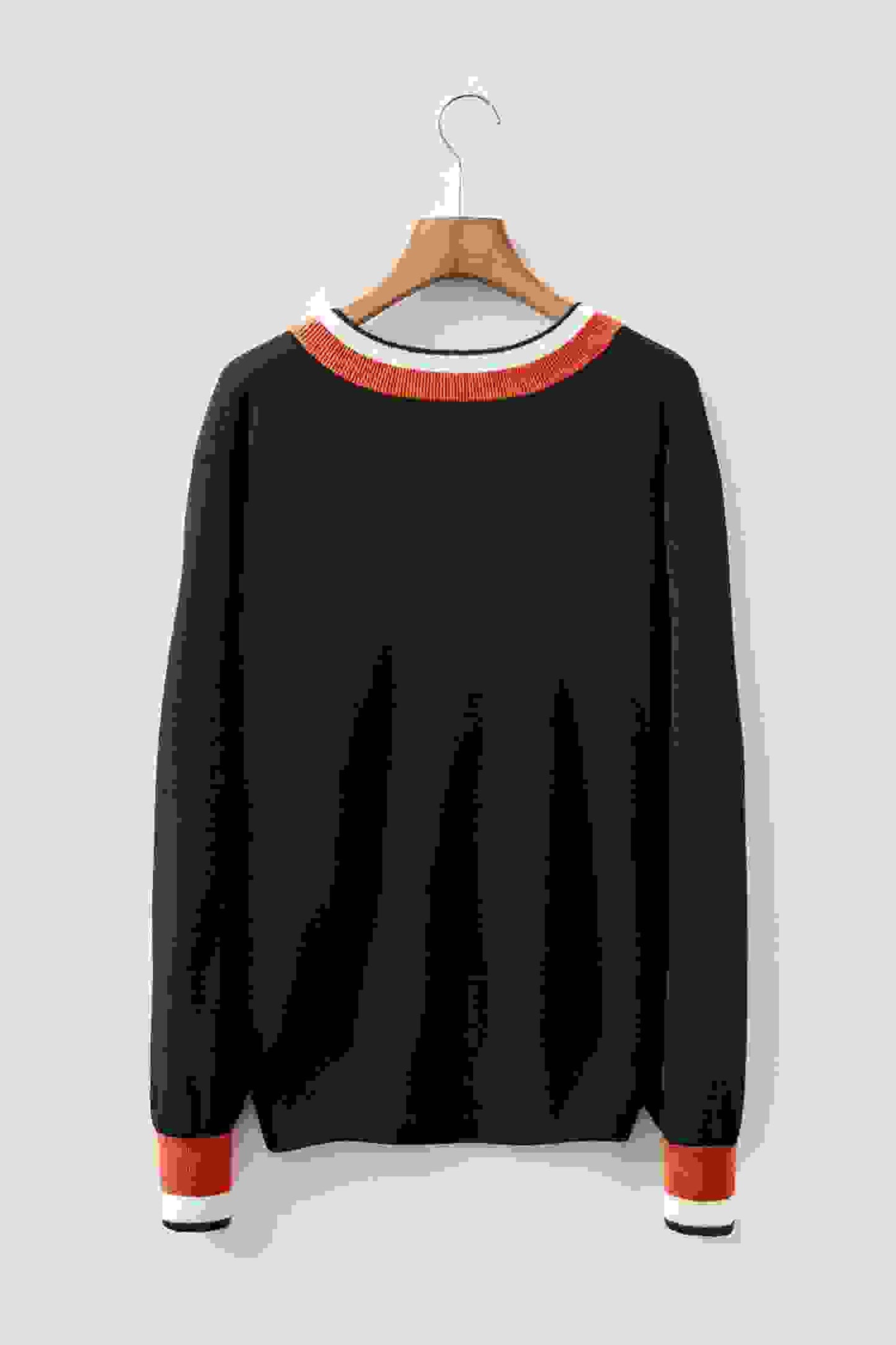 Varsity Stripe Contrast Trim V-Neck Sweater