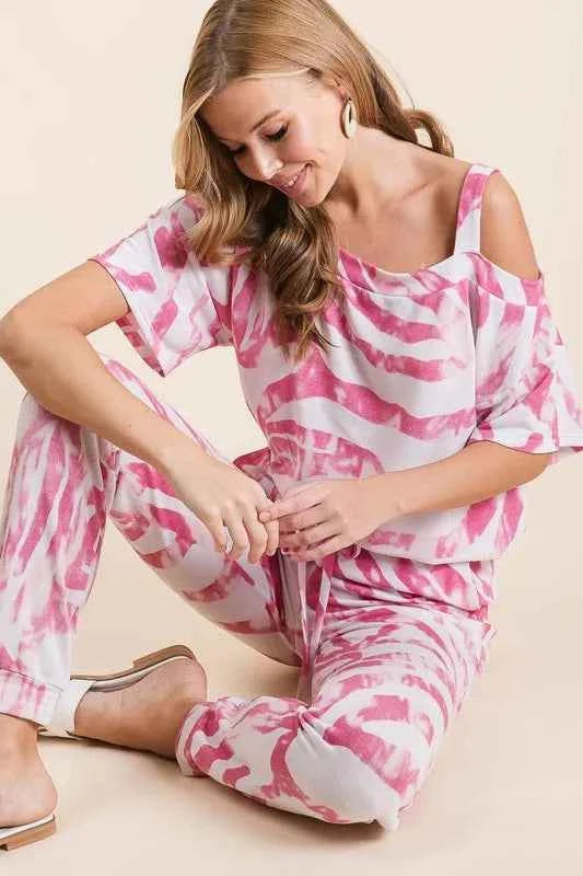 BiBi Zebra Print French Terry Top and Pants Set