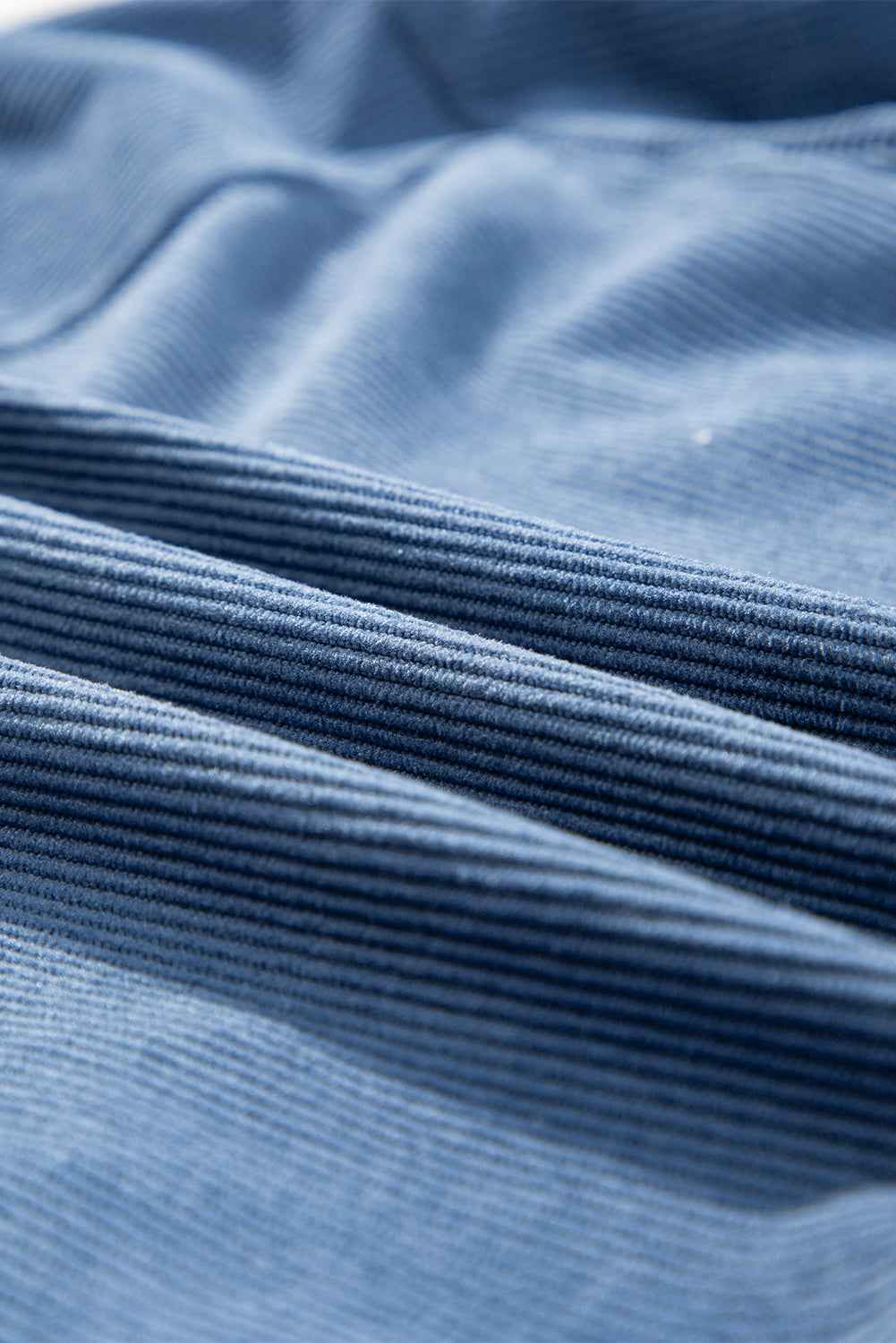 Solid Corduroy Zip-Up Pocketed Hooded Jacket