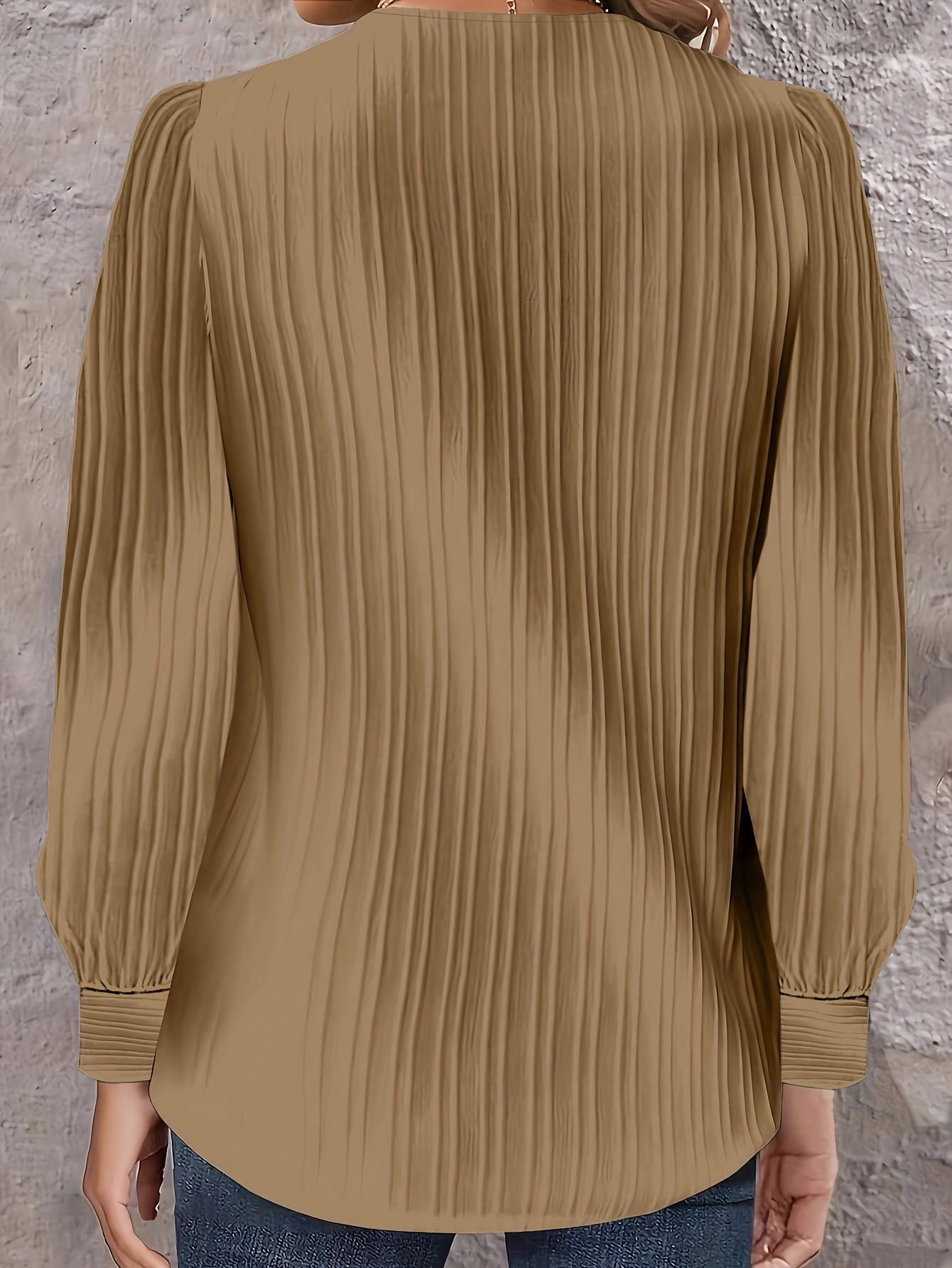 Plus Size Chic V-Neck Blouse with Decorative Buttons