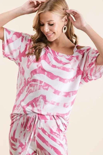 BiBi Zebra Print French Terry Top and Pants Set