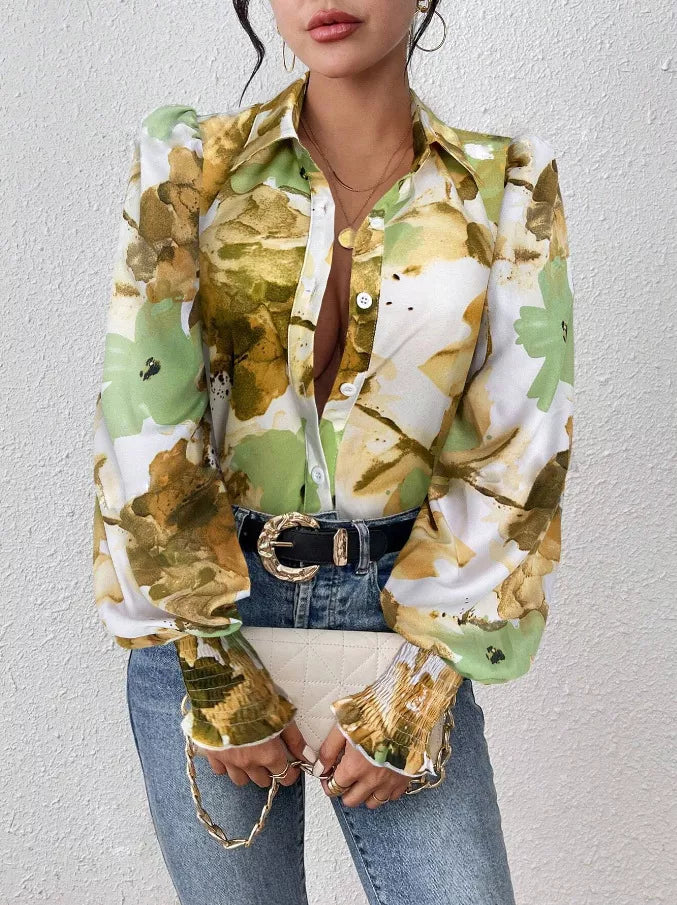 Floral Print Long Sleeve Blouse