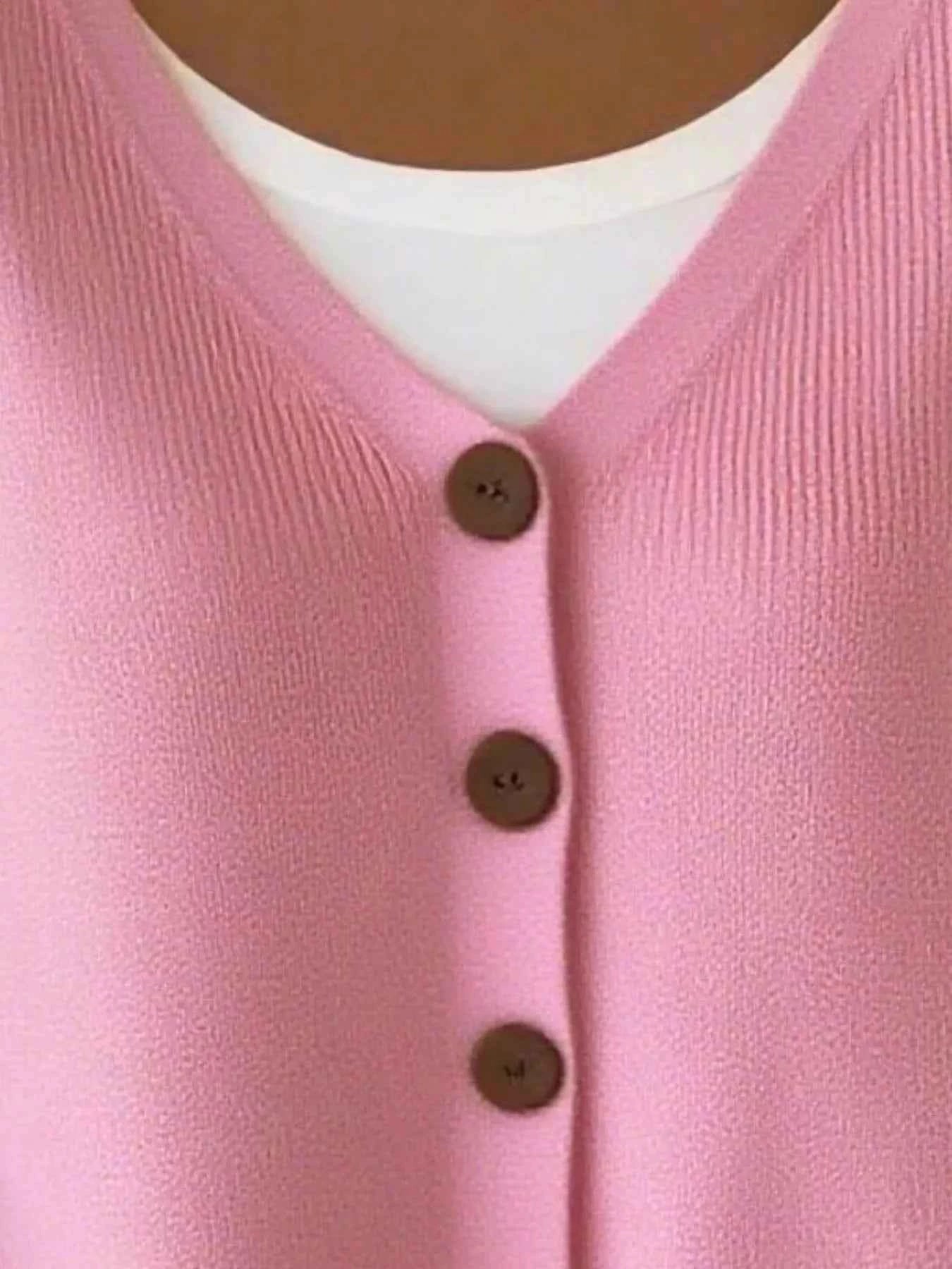 Full Size V-Neck Button-Down Knit Sweater Plus Size