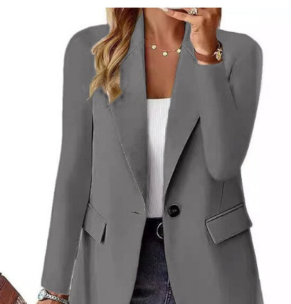 Women's Suit Jacket - Long Sleeve Solid Color Cardigan for Women