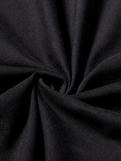 Detailed fabric texture of the Hello Kitty Pink Bow Black Graphic Women's T-shirt, showcasing the soft, breathable black cotton material.