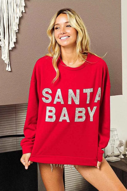 BiBi Santa Baby Lettering Christmas Sweatshirt