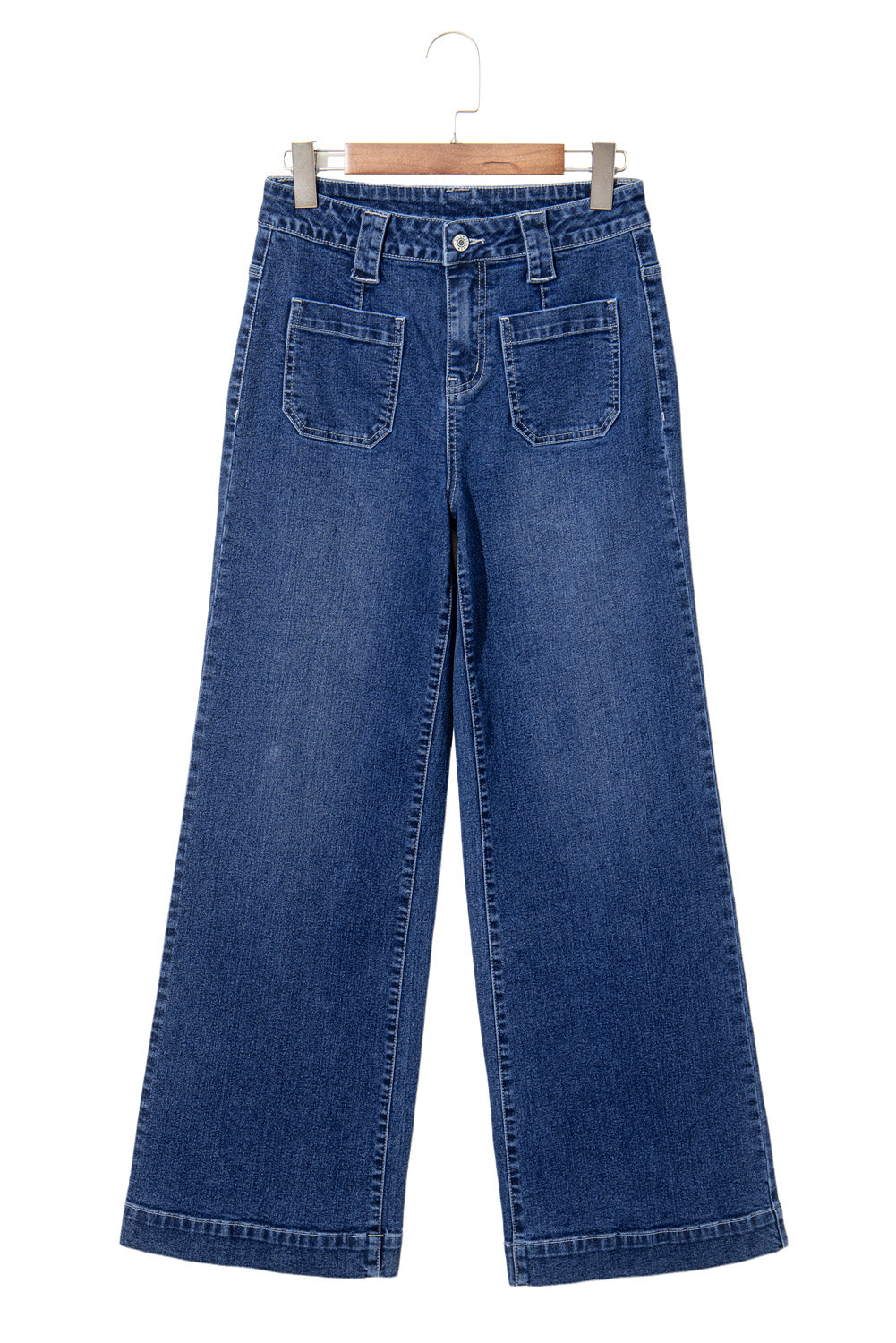 Sail Blue Wide Leg Pocketed High Waist Women's Jeans - The Eggy's store