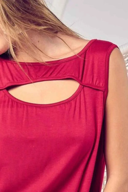 BiBi Rayon Span Knit With Cut Out Front Sleeveless Top