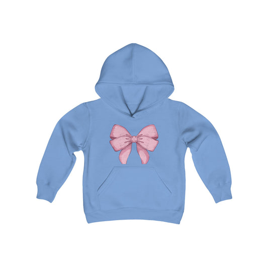 Pink Bow Youth Hooded Sweatshirt - Stylish and Comfortable Wear