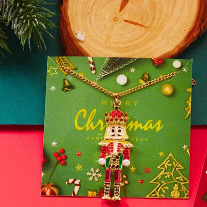 Christmas 18K Gold-Plated Nutcracker Pendant Necklace