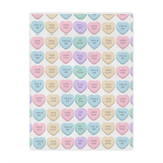 Microfiber Valentine's Day Heart Blanket with Conversation Hearts