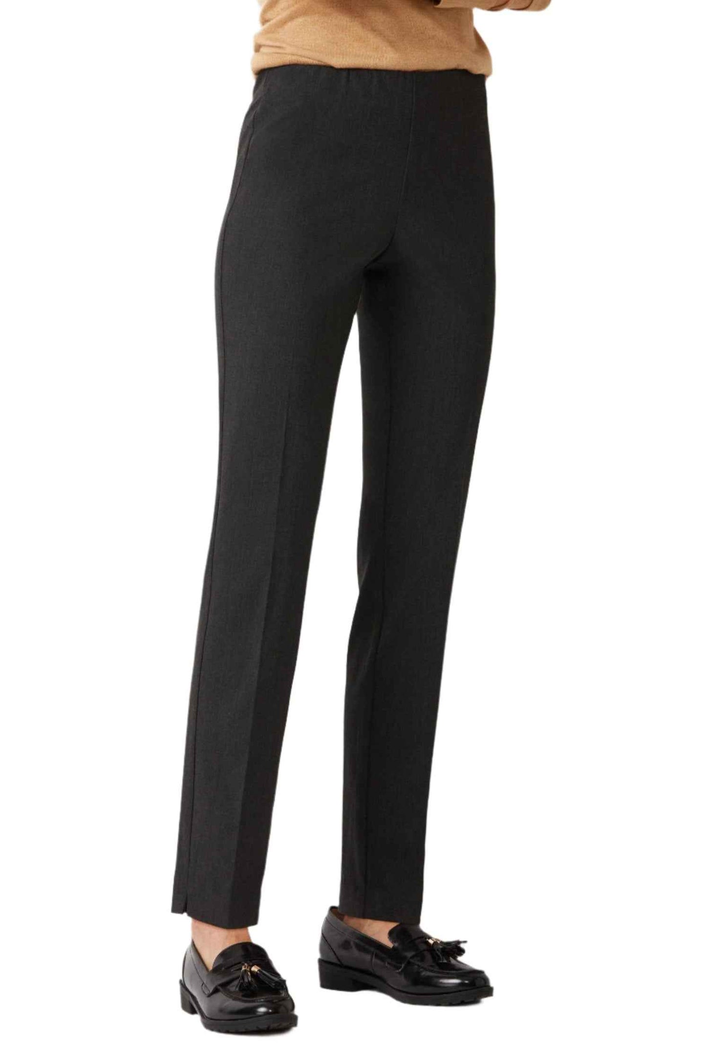 Ecru Designs Mid Waist Solid Stretch Crepe Pant