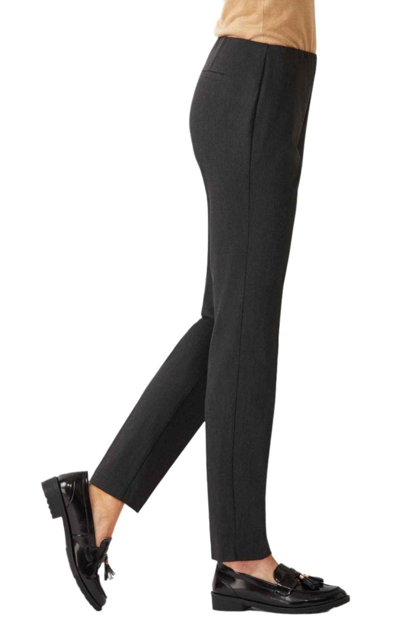 Ecru Designs Mid Waist Solid Stretch Crepe Pant