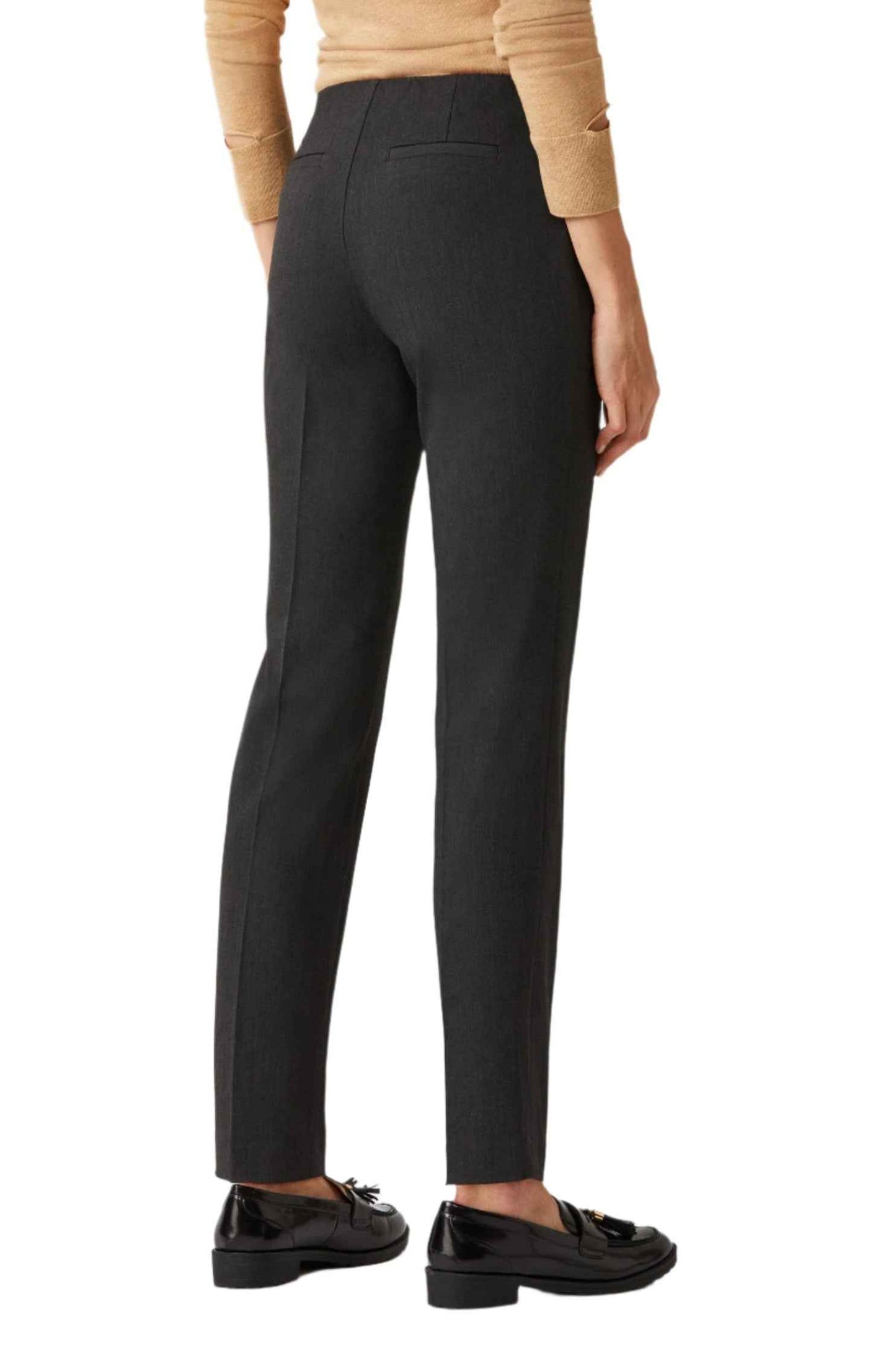 Ecru Designs Mid Waist Solid Stretch Crepe Pant