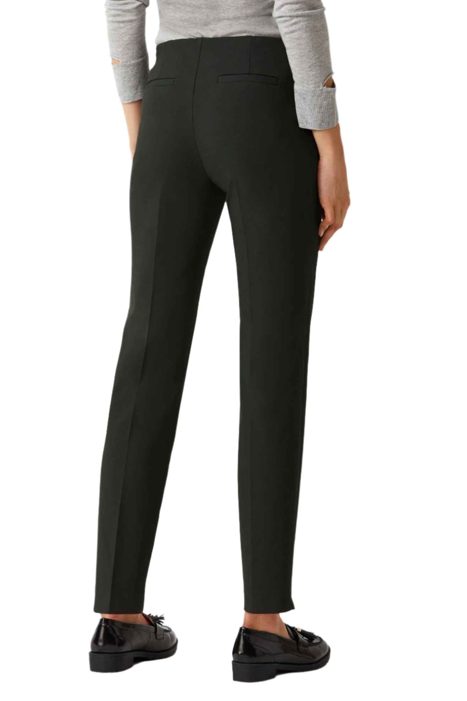 Ecru Designs Mid Waist Solid Stretch Crepe Pant