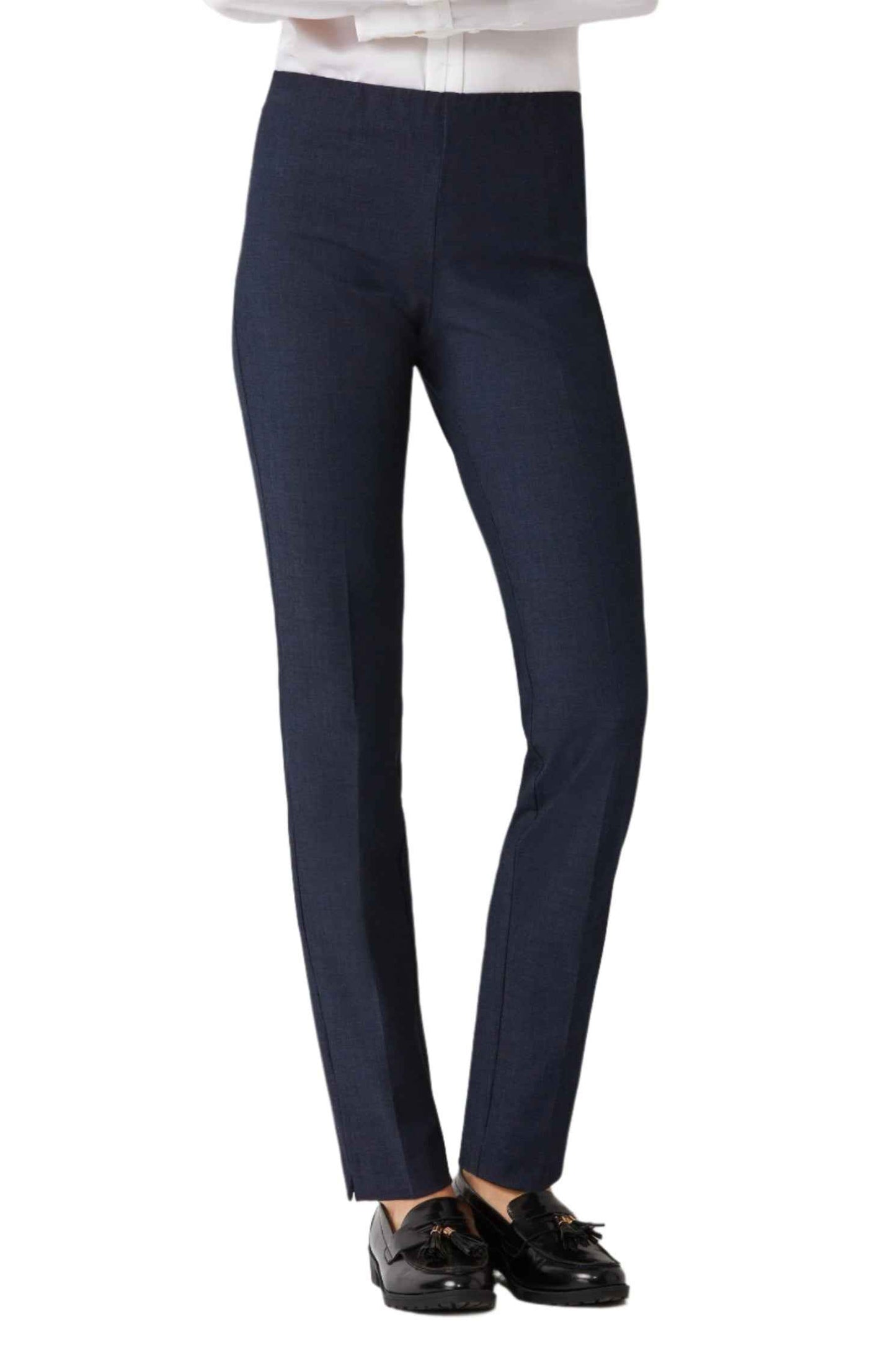 Ecru Designs Mid Waist Solid Stretch Crepe Pant