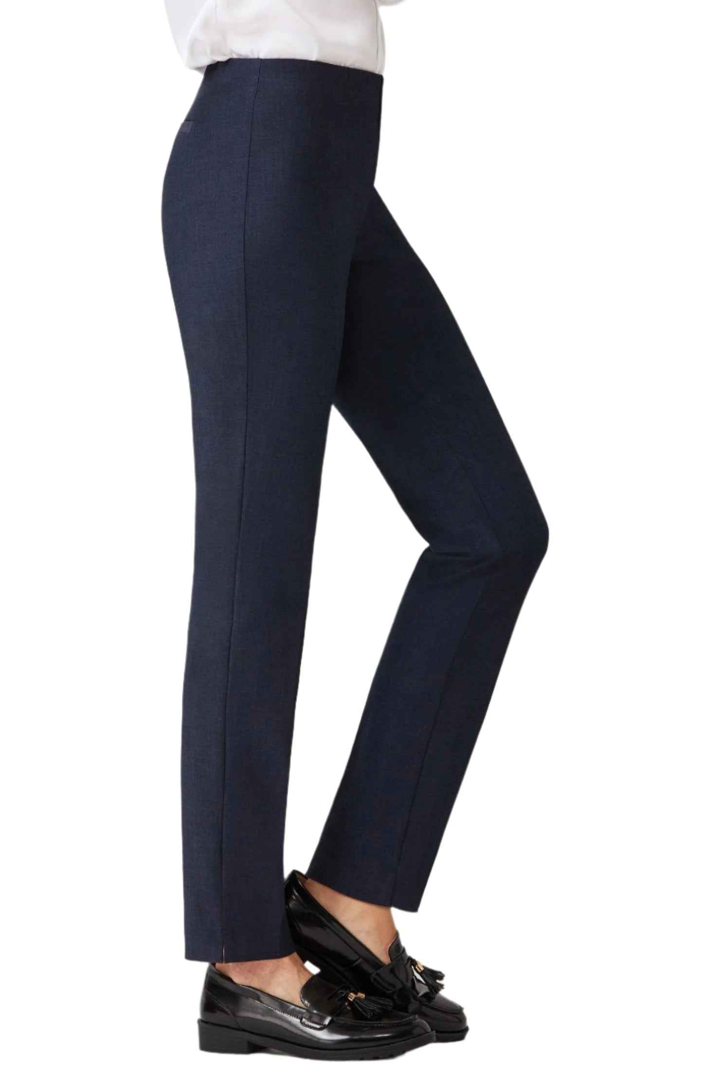 Ecru Designs Mid Waist Solid Stretch Crepe Pant