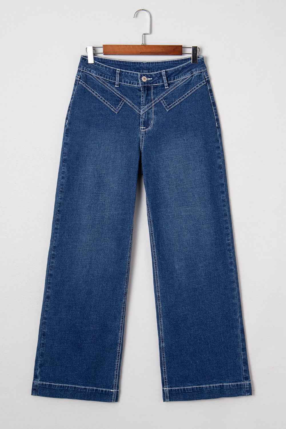 Denim Stitch High-Waist Cuff Jeans