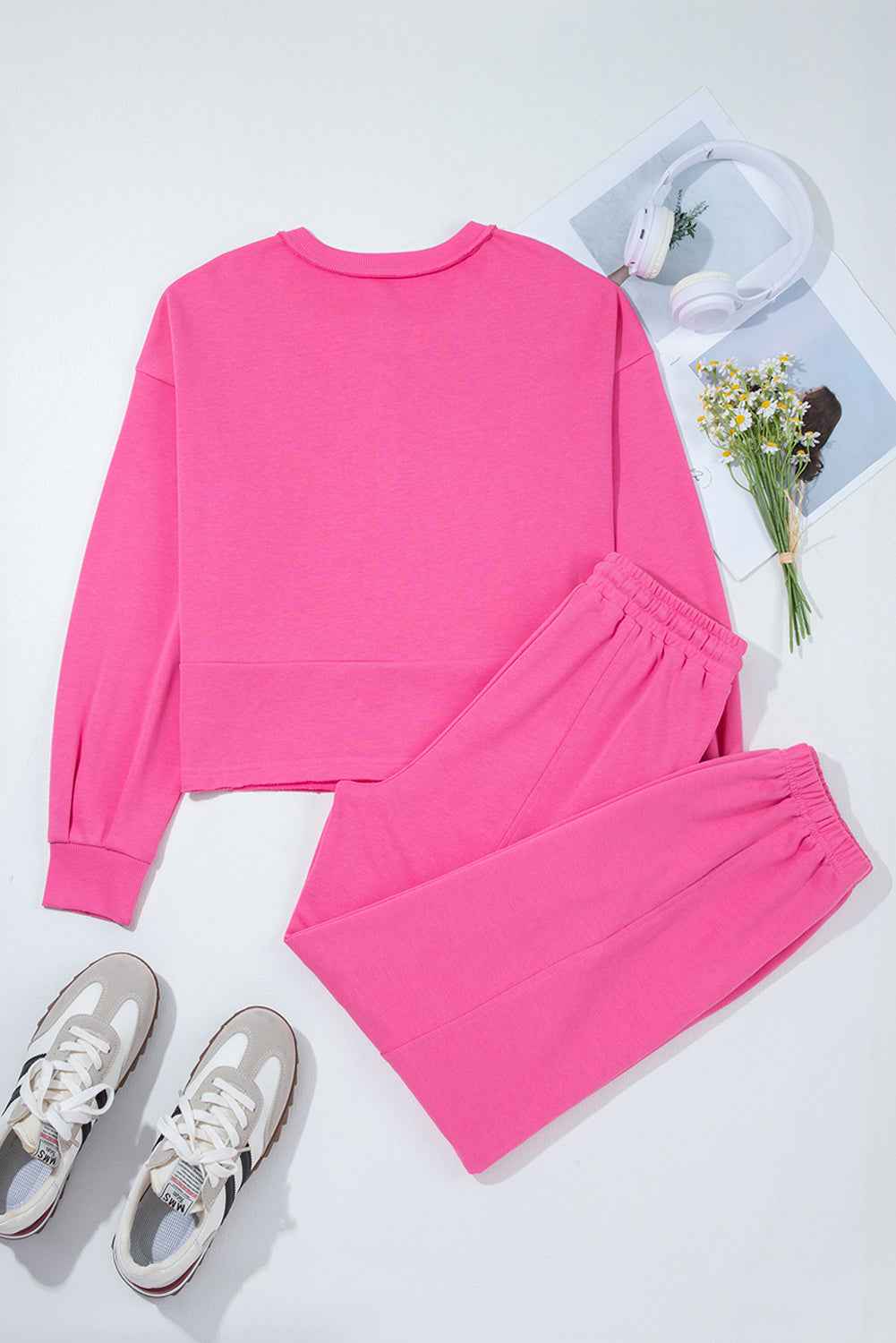 Vera Raw Edge Half Buttons Pullover and Jogger Pants Set