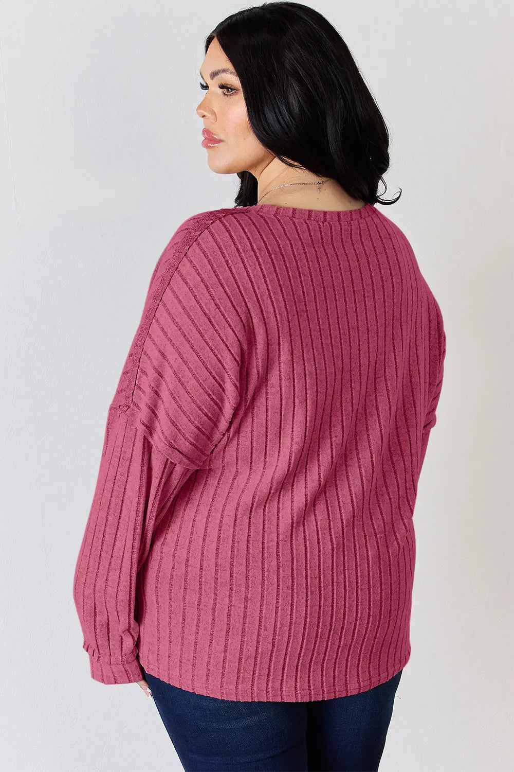 Basic Bae Full Size Ribbed Half Button Long Sleeve Women's T-Shirt - The Eggy's store