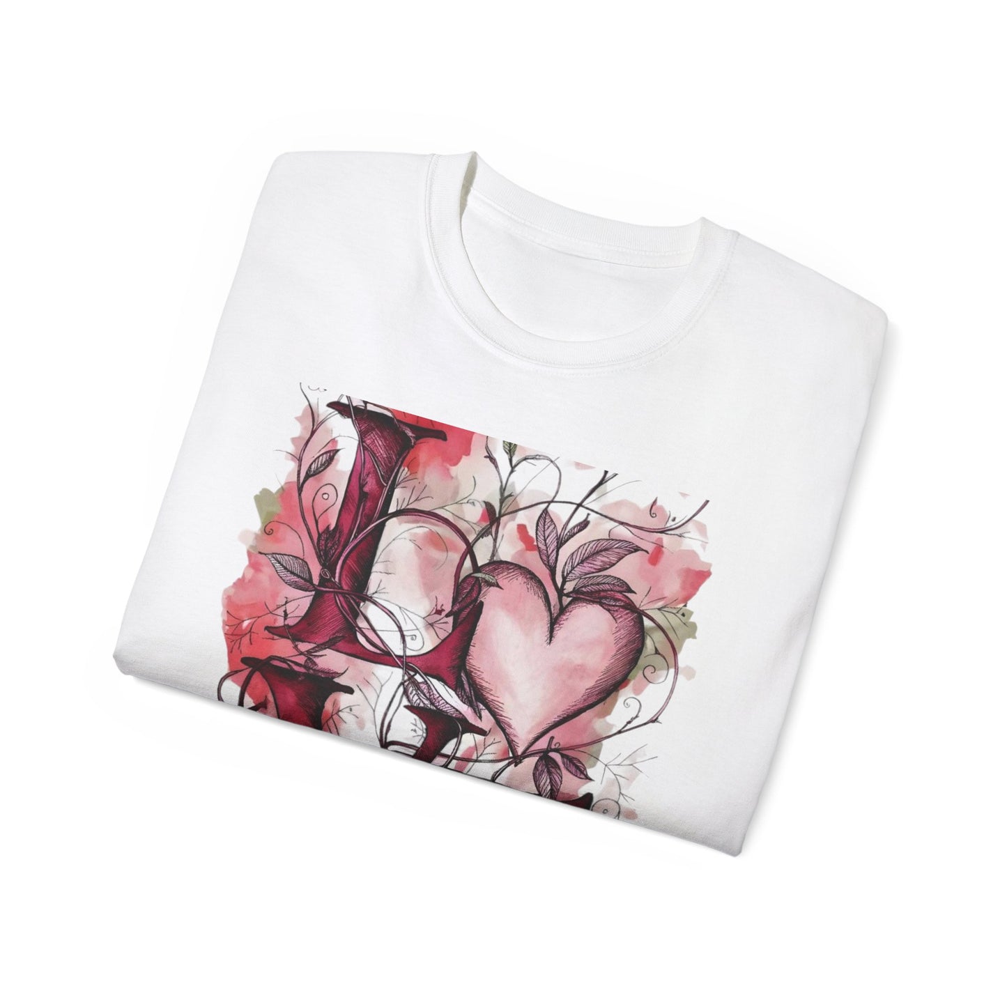 Romantic Floral Love Women's T-Shirt - Perfect for Valentine's Day, Anniversary Gift, Engagement Celebration, Casual Wear, Gift for Her