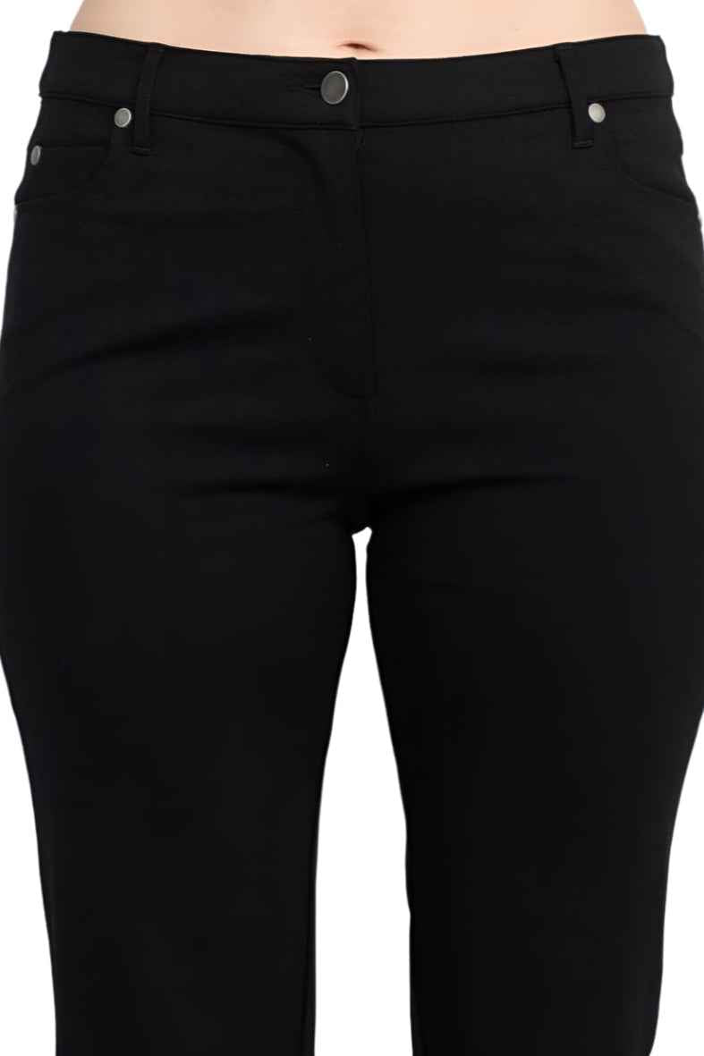 Alberto Makali Mid Waist Belt Hoop Zip Button Closure 5 Pocket Crepe Pant