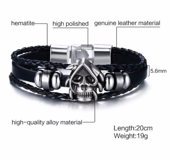 Alloy lucky figure 8 leather bracelet