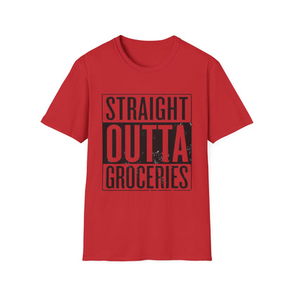Straight Outta Groceries Unisex Softstyle Women's T-Shirt, Funny Tee, Casual Wear, Gift for Foodies, Humor Clothing