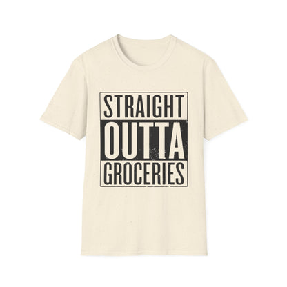 Straight Outta Groceries Unisex Softstyle Women's T-Shirt, Funny Tee, Casual Wear, Gift for Foodies, Humor Clothing