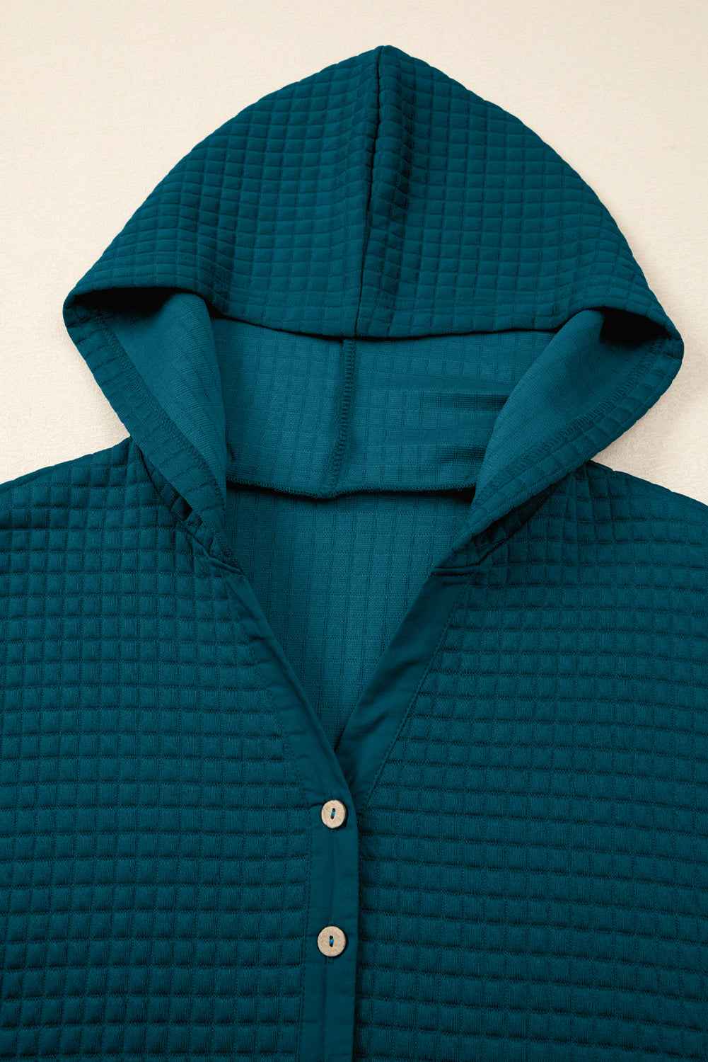 Waffle Textured Patchwork Hooded Top and Pants Set