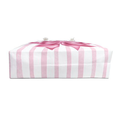 Weekender Bag Pink Bow and Stripes Design - The Eggy's store