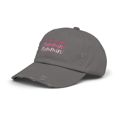 Mommin' Unisex Distressed Cap - Fun Gift for Moms, Trendy Summer Hat, Everyday Wear, Parenting Gift, Casual Cap - The Eggy's store
