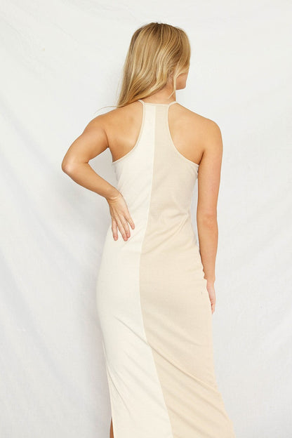 Color Block Halter Dress