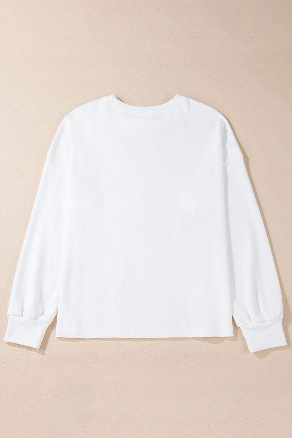Bowknot Pattern Women's Sweatshirt - White Drop Shoulder Loose Fit