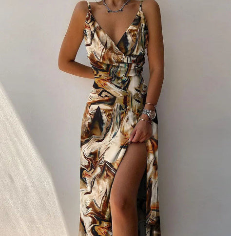 V-neck Slit Sling Dress - Summer Fashion Sexy Slim Suspender Dresses for Women - The Eggy's store