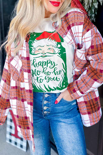 Rose Christmas Plaid Flannel Shacket for Cozy Winter Casual Wear