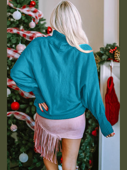 Double Take Full Size Merry Christmas Turtleneck Long Sleeve Sweater